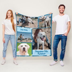 Custom Dog Photo with Dog Name Fleece Blanket