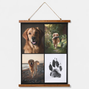 Custom Dog Photos Collage Paw Print Personalised Hanging Tapestry