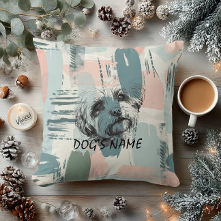 Custom Dog Portrait Abstract Brushstroke Pillow