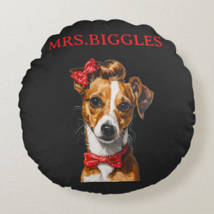 Custom Dog Portrait – Personalised Pet Name Design Round Cushion