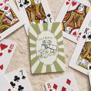 Custom Dog Portrait Wedding Guest Book Keepsake Playing Cards