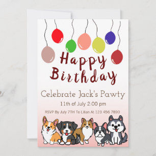 Custom-Dog Puppy Birthday Party Paw-ty Invitation