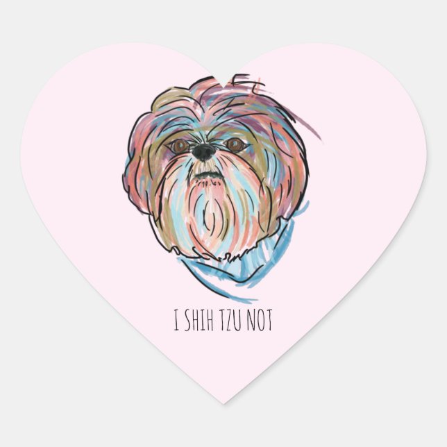 CUSTOM DOG SHIHTZU ADD YOUR OWN HEART STICKER (Front)