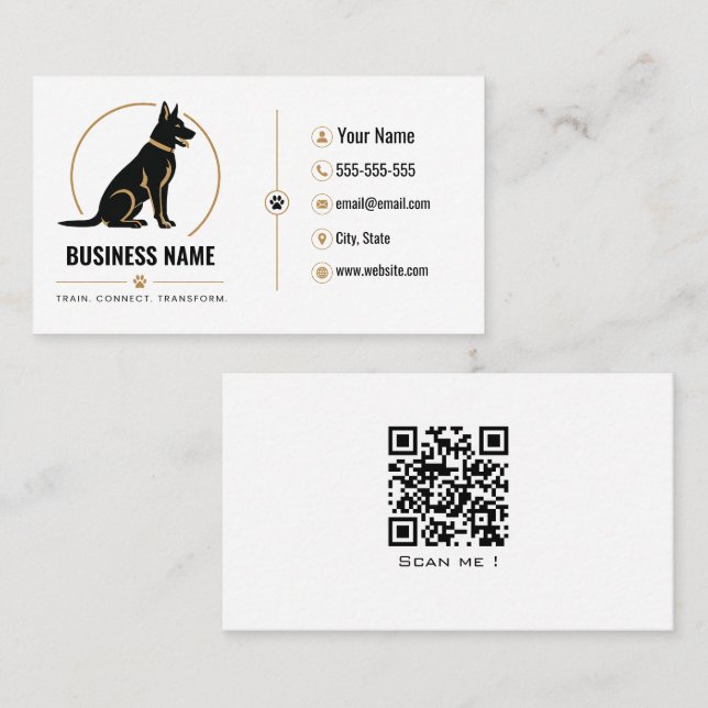 Custom Dog Trainer Business Card with QR Code  (Front/Back)
