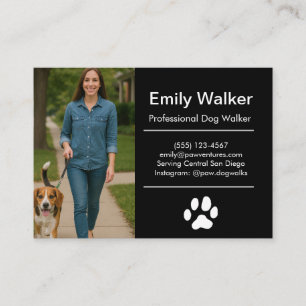 Custom Dog Walker Business Card with Photo
