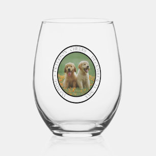 Custom Dog Wedding Favour Dog of Honour Photo chee Stemless Wine Glass