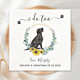 Custom Dog Wedding I Do Too Black Lab Cocktail Napkin