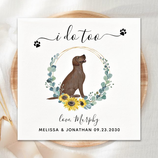 Custom Dog Wedding I Do Too Labrador Cocktail  Napkin (Creator Uploaded)