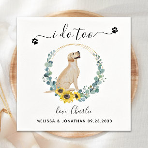Custom Dog Wedding I Do Too Yellow Lab Cocktail Napkin