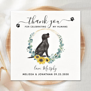 Custom Dog Wedding Thank You Black Lab Cocktail Napkin