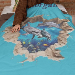 Custom Dolphin Design - Gift for Kids and Adults Fleece Blanket