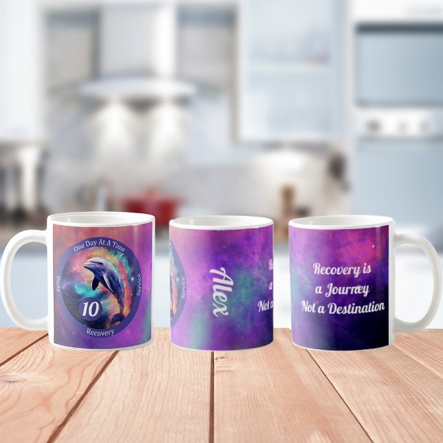 Custom Dolphin Recovery Milestone Gift - Sobriety  Coffee Mug (Creator Uploaded)