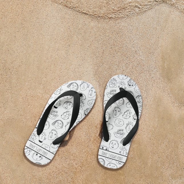 Custom doodle kids flip flops (Creator Uploaded)