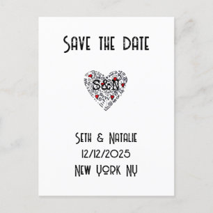 Custom Doodle save the date wedding Postcard