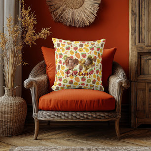 Custom Double Heart Photo Kawaii Fruit Pillow