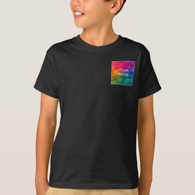 Custom Double Sided Add Image Black Template Kids T-Shirt (Front)