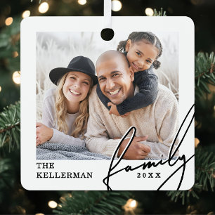Custom Double Sided Family 2 Photo Metal Tree Decoration