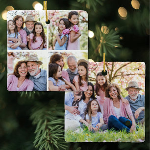 Custom Double Sided Family Photo Christmas Ceramic Ornament