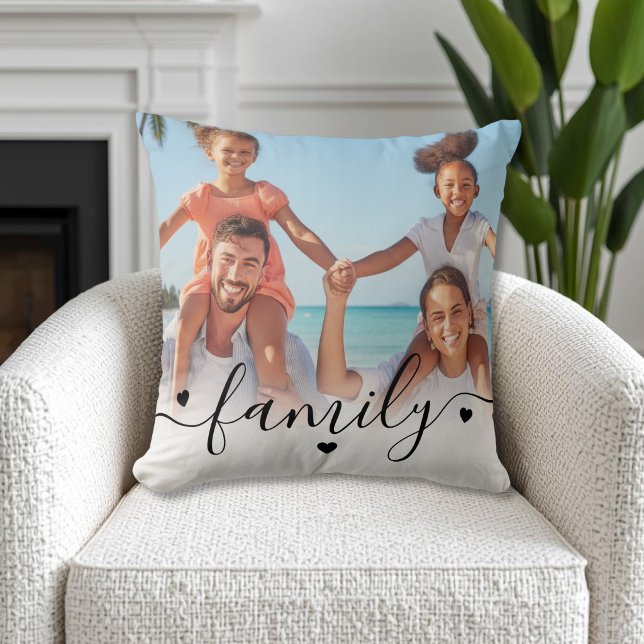Custom Double Sided Family Photo Cushion (Custom Double Sided Family Photo Throw Pillow)