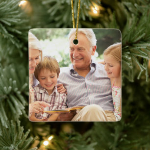 Custom Double Sided Family Two Photo Christmas  Ceramic Ornament