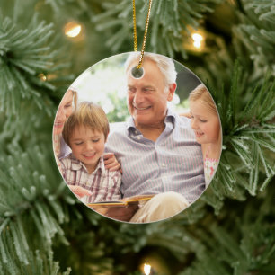 Custom Double Sided Family Two Photo Christmas  Ceramic Tree Decoration