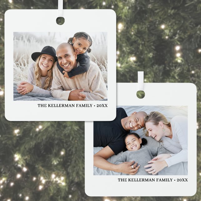 Custom Double Sided Family Two Photo Christmas Metal Tree Decoration (Custom Double Sided Family Two Photo Christmas Metal Ornament )