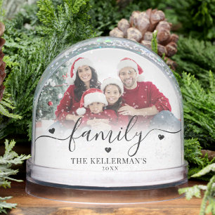 Custom Double Sided Family Two Photo Christmas Snowglobe