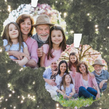 Custom Double Sided Family Two Photo Christmas Tree Decoration Card