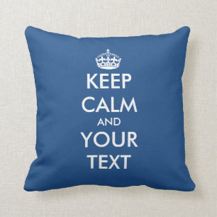 Custom double sided Keep calm throw pillow   blue