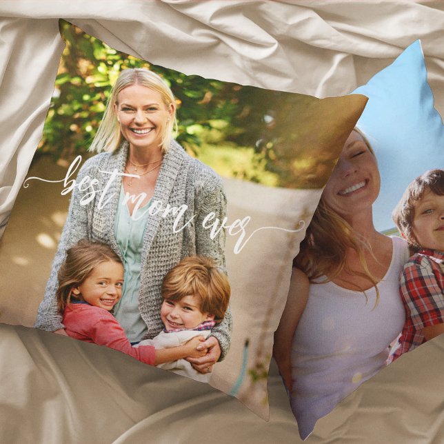 Custom double sided mum and kids photo text cushion (Creator Uploaded)
