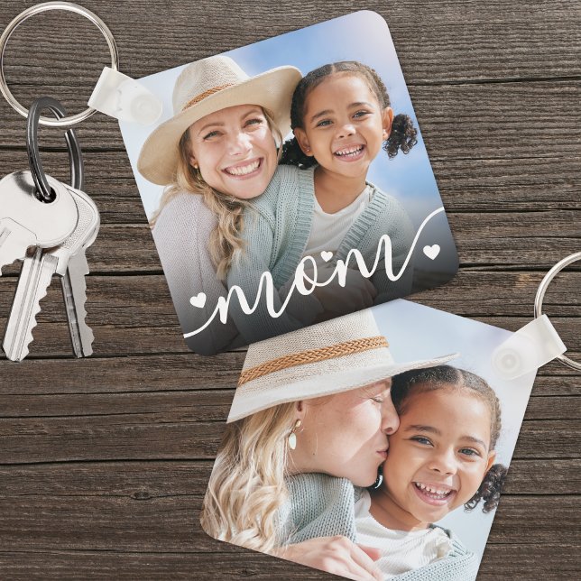 Custom Double Sided Mum Two Photo Key Ring (Custom Double Sided Mom Two Photo keychain )