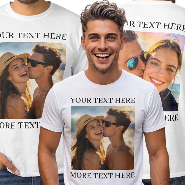 Custom Double Sided Photo and Text T-Shirt (Creator Uploaded)