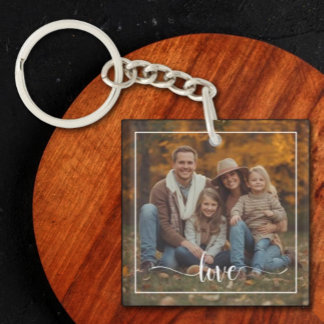 Custom Double-Sided Photo Frame Border & Two-Image Key Ring