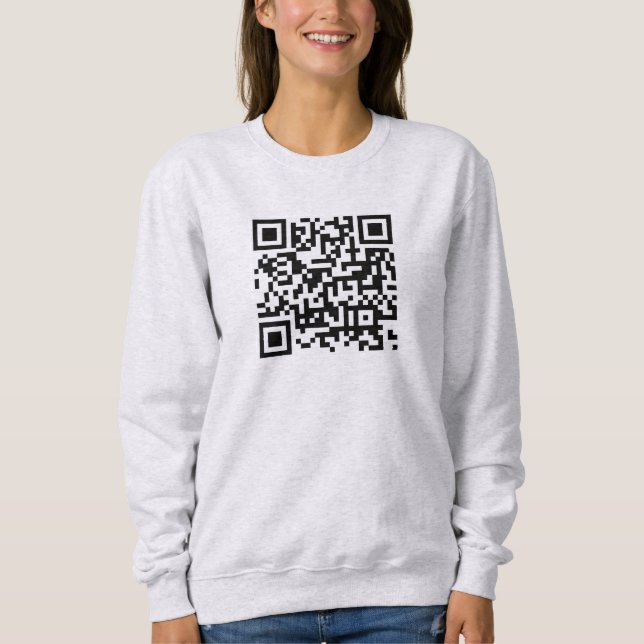 Custom Double Sided Print QR Code Womens Ash Grey Sweatshirt (Front)