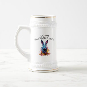 Custom Down the Rabbit Hole Blue Bunny Beer Stein