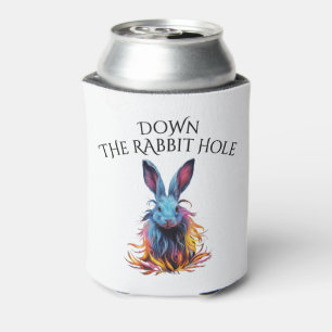 Custom Down the Rabbit Hole Blue Bunny Can Cooler