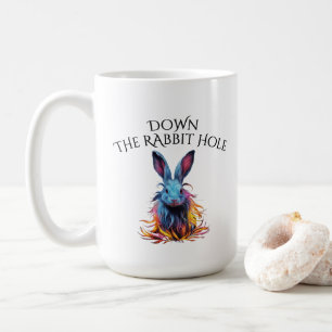 Custom Down the Rabbit Hole Blue Bunny Coffee Mug