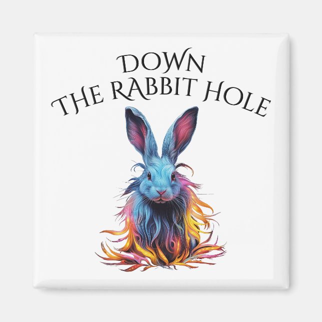Custom Down the Rabbit Hole Blue Bunny Magnet (Front)