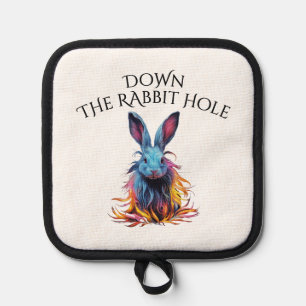 Custom Down the Rabbit Hole Blue Bunny Pot Holder