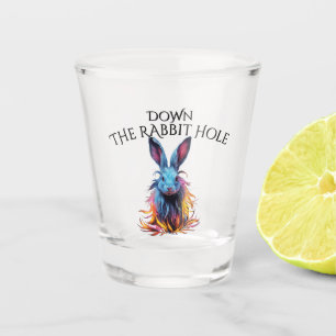 Custom Down the Rabbit Hole Blue Bunny Shot Glass