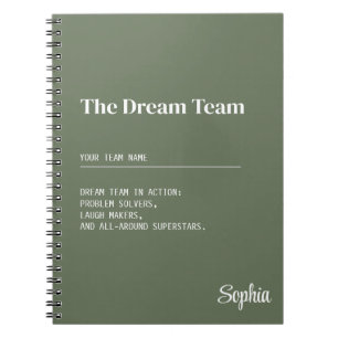 Custom Dream Team Corporate Coworker Teamwork Gift Notebook
