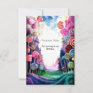 Custom Dreamy Candyland Birthday Thank You Card