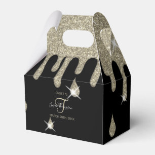 Custom Drip Silver Glitter Effect Sparkle Birthday Favour Box
