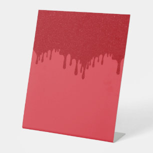 Custom Drip Tomato Red Pedestal Display Sign