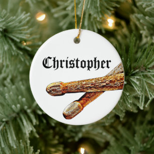 Custom Drummer Rock & Roll Christmas Musician Ceramic Tree Decoration