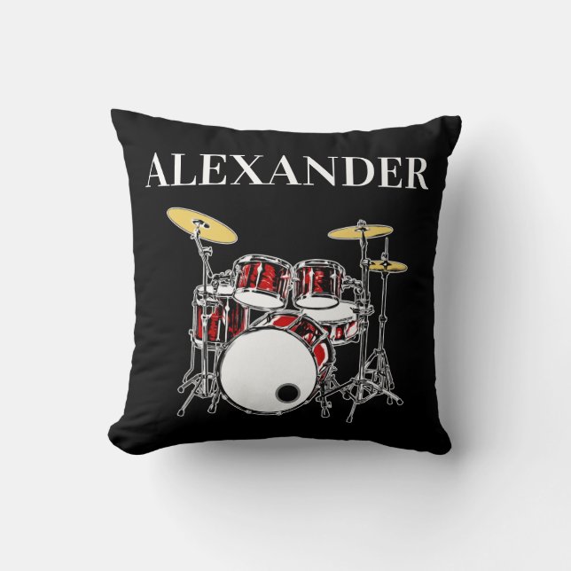 Custom Drummer Rock & Roll Music Drums Musician  T Cushion (Front)