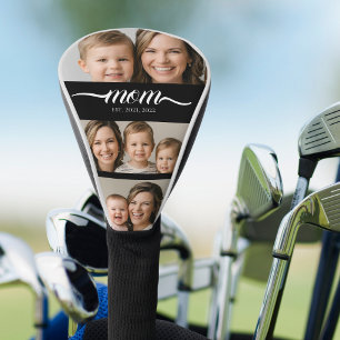 Custom Dual Mum Est. Years Script Black White Golf Head Cover