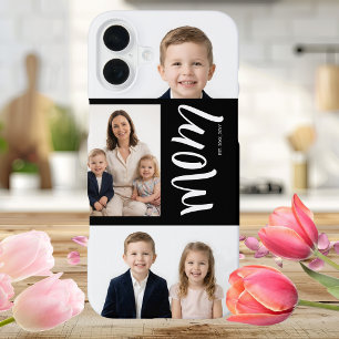 Custom Dual Mum Est. Years Script Black White iPhone 16 Plus Case
