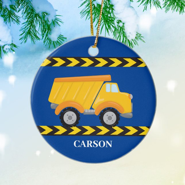 Custom Dump Truck Boys Personalised Christmas Ceramic Tree Decoration (Creator Uploaded)