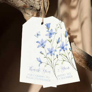 Custom Dusty Blue Wildflower Thanks Bridal Shower Gift Tags